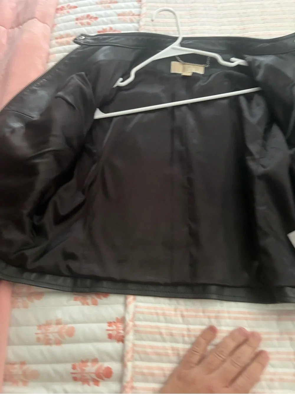 Michael Kors black leather moto jacket